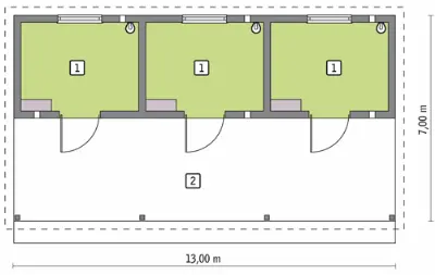 Stajnia dla 3 koni SC01 — rzuty kondygnacji 1