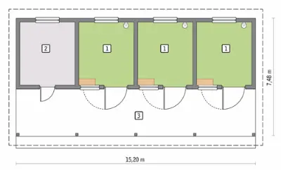 Stajnia dla 3 koni SC08S — rzuty kondygnacji 1
