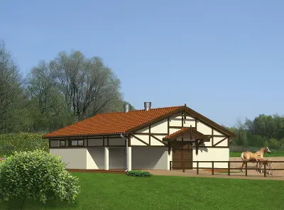 Stajnia dla 4 koni S02a — wizualizacje 1 (odbicie lustrzane)