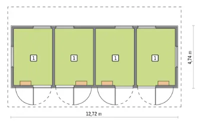 Stajnia dla 4 koni S13 — rzuty kondygnacji 1