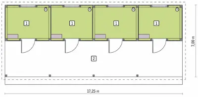 Stajnia dla 4 koni SC02S — rzuty kondygnacji 1