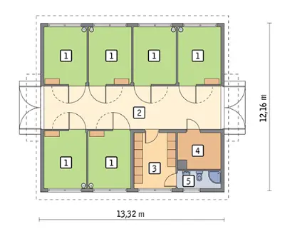 Stajnia dla 6 koni S03 — rzuty kondygnacji 1