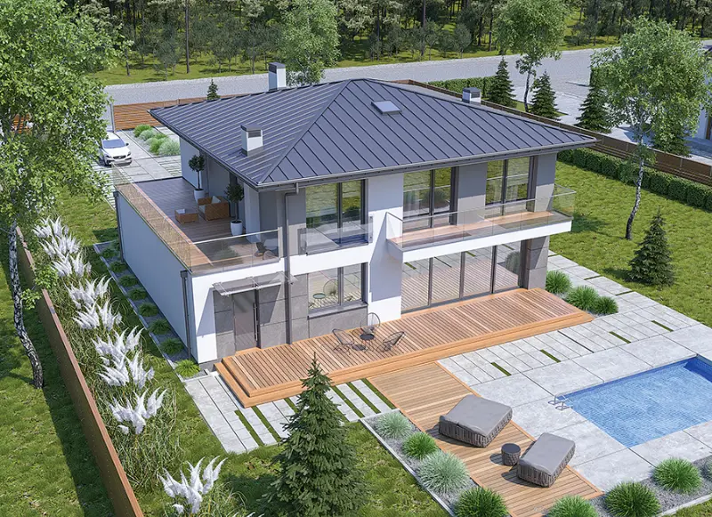 Projekt domu Szczęśliwy - wariant III — wizualizacja