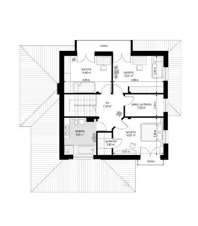 Szmaragd 4 — rzuty kondygnacji 2 (odbicie lustrzane)