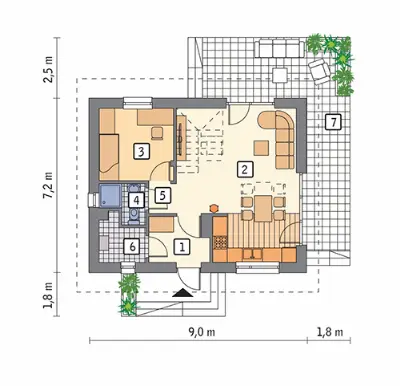 Trafna decyzja (etap I) — rzuty kondygnacji 1 (odbicie lustrzane)