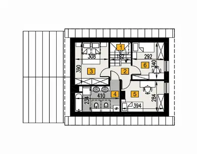 Trafna decyzja - wariant III (etap II) — rzuty kondygnacji 2 (odbicie lustrzane)