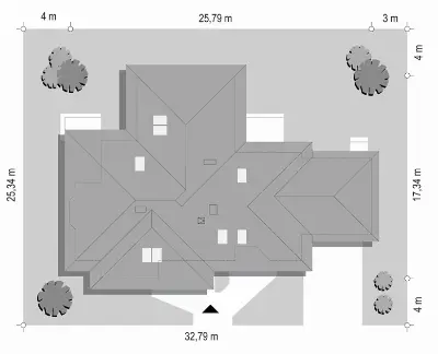Trzypokoleniowy — plan sytuacyjny 1 (odbicie lustrzane)