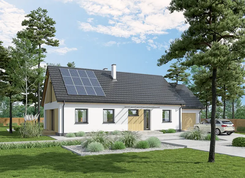 Projekt domu W cieniu drzew - wariant I (etap I) — wizualizacja