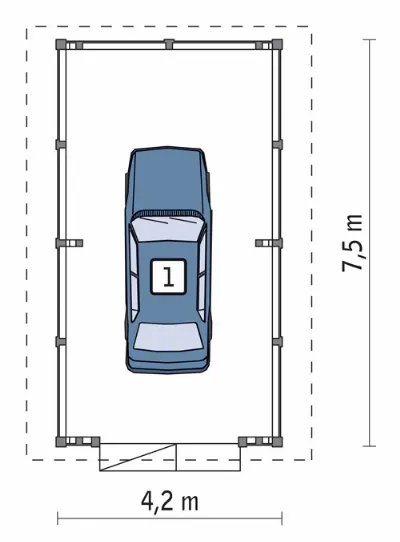 Wiata garażowa G44S — rzuty kondygnacji 1