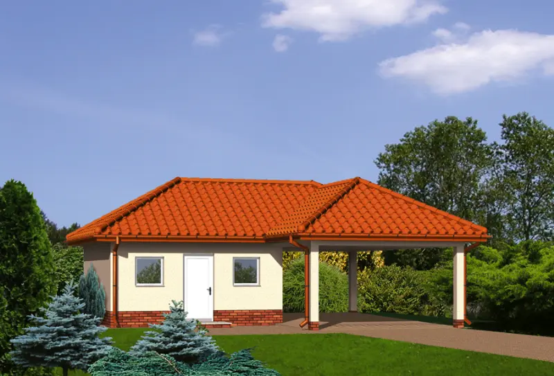 Projekt domu Wiata garażowa z pomieszczeniem gospodarczym GC36 — wizualizacja
