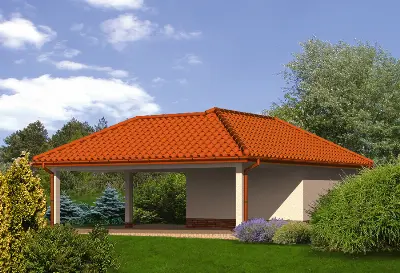 Wiata garażowa z pomieszczeniem gospodarczym GC36 — wizualizacje 1