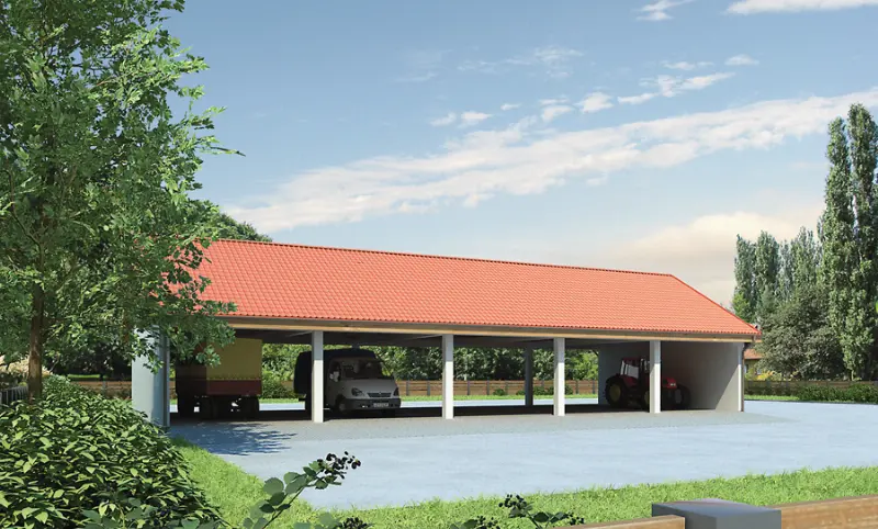 Projekt domu Wiata garażowo-magazynowa GM09 — wizualizacja