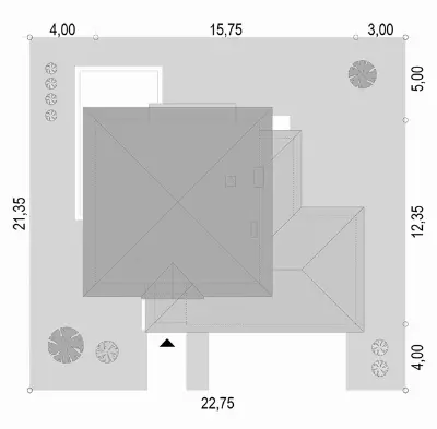 Willa Diamentowa wariant D — plan sytuacyjny 1 (odbicie lustrzane)