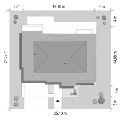 Willa Floryda 2 — plan sytuacyjny 1 (odbicie lustrzane)