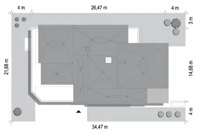 Willa Moderna 2 — plan sytuacyjny 1 (odbicie lustrzane)