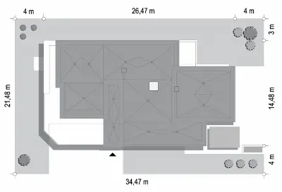 Willa Moderna — plan sytuacyjny 1 (odbicie lustrzane)