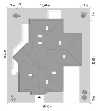 Willa Parkowa 7 — plan sytuacyjny 1 (odbicie lustrzane)