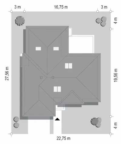 Willa Parterowa 4 — plan sytuacyjny 1 (odbicie lustrzane)