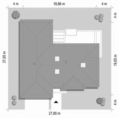 Willa Parterowa wariant D — plan sytuacyjny 1 (odbicie lustrzane)