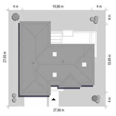 Willa Parterowa — plan sytuacyjny 1 (odbicie lustrzane)