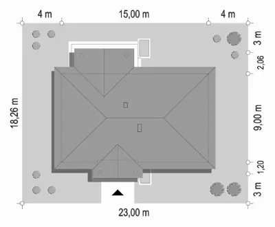 Willa Rodzinna 2 — plan sytuacyjny 1 (odbicie lustrzane)