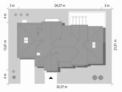 Willa Siedziba 2 — plan sytuacyjny 1 (odbicie lustrzane)