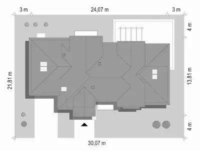 Willa Siedziba — plan sytuacyjny 1 (odbicie lustrzane)