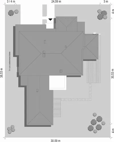 Willa z Basenem — plan sytuacyjny 1 (odbicie lustrzane)
