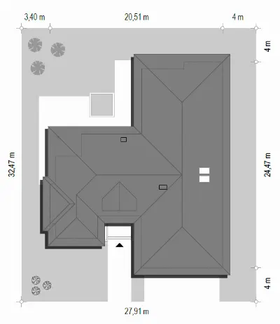 Wyjątkowy wariant B — plan sytuacyjny 1 (odbicie lustrzane)