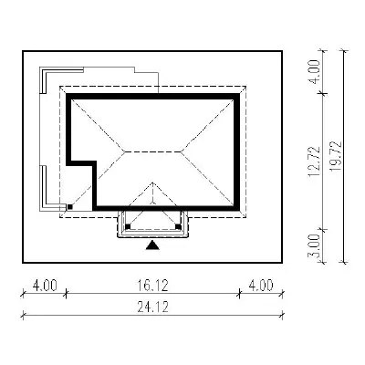 Zachodni widok - wariant I — plan sytuacyjny 1 (odbicie lustrzane)