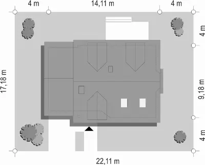 Zgrabny z lukarnami — plan sytuacyjny 1 (odbicie lustrzane)