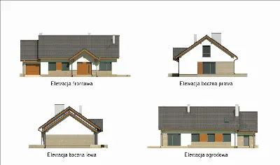 Znamienity - wariant I — elewacje 1 (odbicie lustrzane)