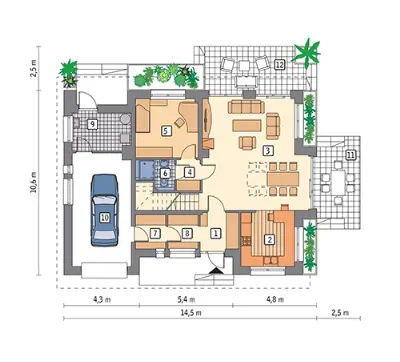 Zorganizowany (etap I) — rzuty kondygnacji 1 (odbicie lustrzane)