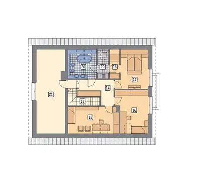Zorganizowany (etap I) — rzuty kondygnacji 2 (odbicie lustrzane)